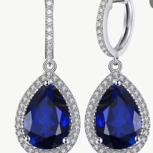 Elegant Blue Sapphire Pendant Necklace 925 Sterling Silver - Picture 6 of 6